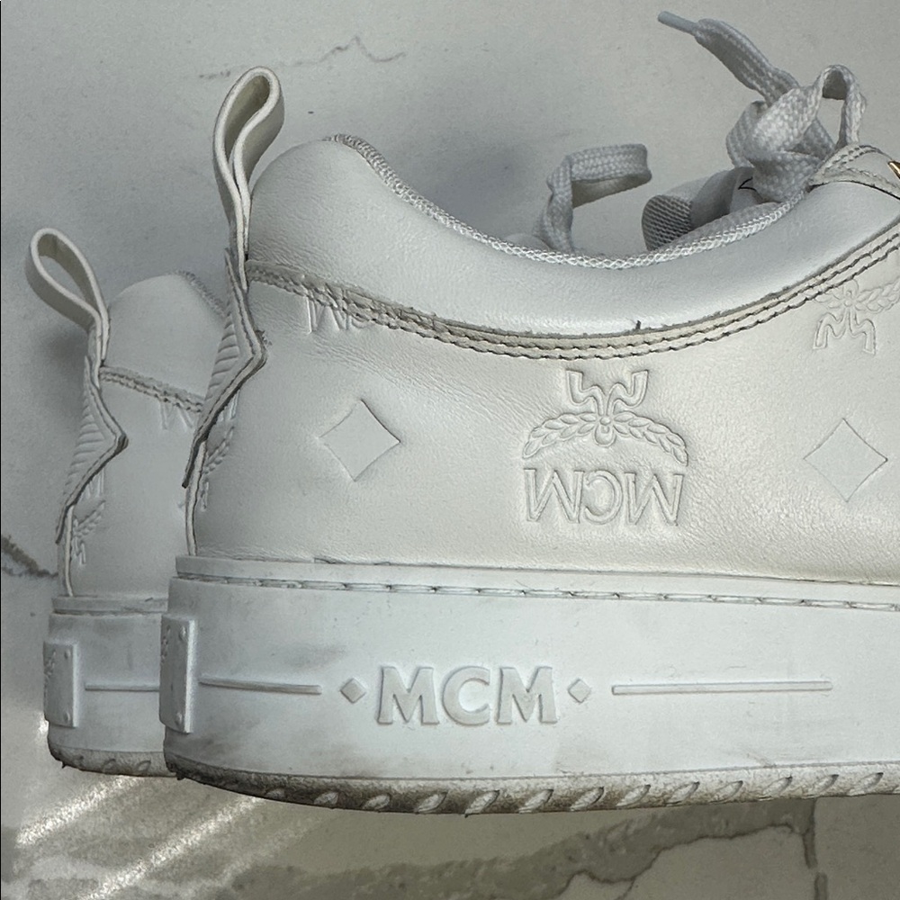 MCM Men's Neo Terrain Embossed Monogram Leather Sneakers in White EU 44 US 11 - Picture 8 of 14